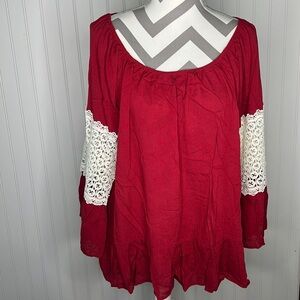 Kate & Mallory Long Sleeve Scoop Neck Crocheted Sleeve Tunic Size XL